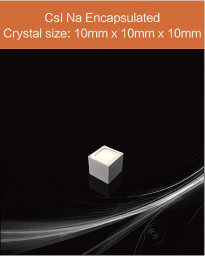 CsI Na scintillator, CsI Na crystal, CsI Na scintillation crystal, Sodium doped cesium iodide crystal, 10x10x10mm encapsulated